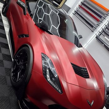 825 Vinyl Wraps - C7 corvette full color change with 3m satin vampire red - Vehicle Wraps Near Me - Arcadia, California