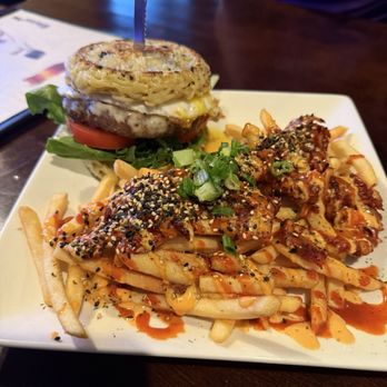Little Leaf Tea - Ramen burger with kimchi fries - Coffee & Tea Near Me - Fresno, California