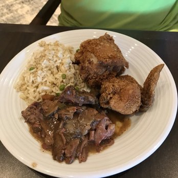 Apicius Kitchen & Bar - From the buffet: fried chicken, pot roast & rice pilaf. - New American Near Me - Houston, Texas