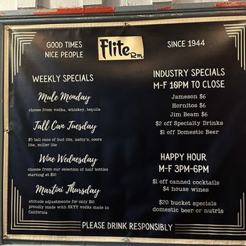 Flite Room - Specials - Dive Bars Near Me - Lakewood, California