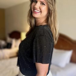 Hair By Ally Tee - Blonde balayage with curtain bangs