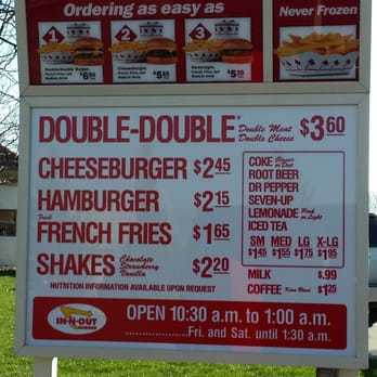 In-N-Out Burger - The drive-thru menu. - Burgers Near Me - Lancaster, California In-N-Out Burger - The drive-thru menu. - Burgers Near Me - Lancaster, California