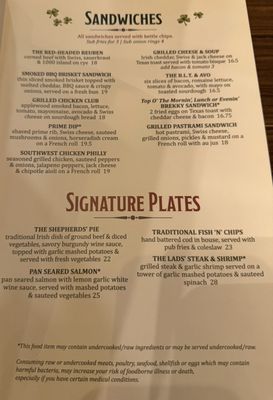 Menu photo 4 Hennessey's Tavern Manhattan Beach, CA