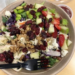 Forbidden Fruit salad with extra chicken and edamame added Forbidden Fruit salad with extra chicken and edamame added