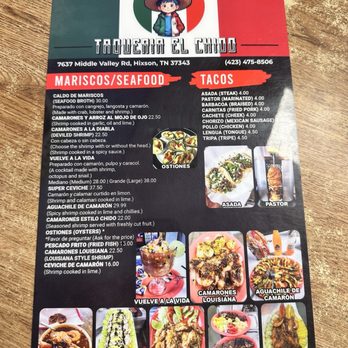 Taqueria El Chido - Menu - Mexican Near Me - Hixson, Tennessee Taqueria El Chido - Menu - Mexican Near Me - Hixson, Tennessee