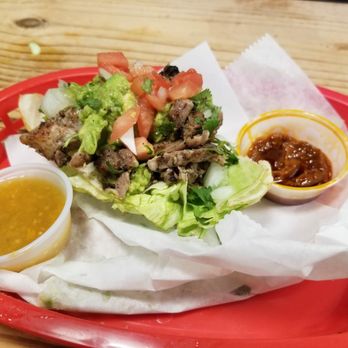 The Taco Stand - Pollo asado taco with the two spicier sauces - Mexican Near Me - Miami, Florida The Taco Stand - Pollo asado taco with the two spicier sauces - Mexican Near Me - Miami, Florida