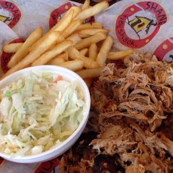 Shane's Rib Shack - Pulled pork sandwich (no bread) w/ coleslaw and fries. - Barbeque Near Me - Evans, Georgia