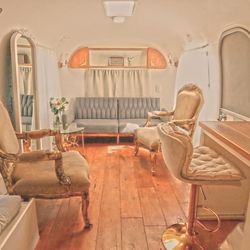 The Powder Room Luxury Trailers - Plush seating for 6 inside plus 2 outside, full length mirror, bluetooth speaker and Air conditioning!