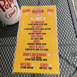 Coach's Dog House - Menu
