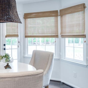 Carolyn Schultz Interior Decorating - Woven wood shades add texture to any decor. They are available in semi opaque as well as room darkening. - Shades & Blinds Near Me - Banks, Oregon