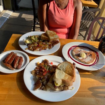 Orphan - White chocolate raspberry pancakes Rosemary breakfast sandwich, pork sausage, & avocado scramble. - Breakfast & Brunch Near Me - Sacramento, California Orphan - White chocolate raspberry pancakes Rosemary breakfast sandwich, pork sausage, & avocado scramble. - Breakfast & Brunch Near Me - Sacramento, California