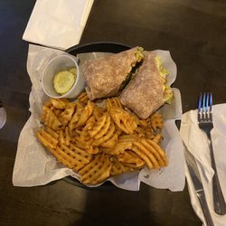 Hard Hat Cafe - Buffalo chicken wrap and waffle fries