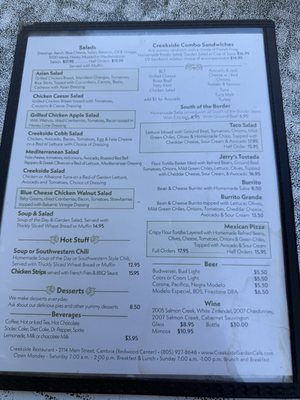 Menu photo 4 Creekside Garden Cafe Cambria, CA Menu photo 4 Creekside Garden Cafe Cambria, CA