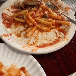 What is left of chicken parm dinner.