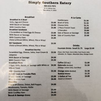 Simply Southern Eatery - the menu - Salad Near Me - Macclenny, Florida Simply Southern Eatery - the menu - Salad Near Me - Macclenny, Florida