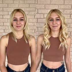 Lauren Conrad Hair - Before and after, hand tied sewn in extensions