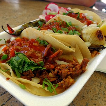 Lalo's - Tacos el Pastor(ish). See that onion on the right? That's the best thing here. - Mexican Near Me - Ventura, California