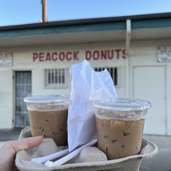 Peacock Donuts - 2 Vietnamese coffees and donut holes (11 for $2) - Donuts Near Me - Arcadia, California