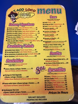 Menu photo 5 Taco Loco Cabo San Lucas, BCS