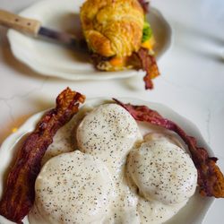 New Vintage Bar & Grill - Biscuits and gravy & Breakfast Sandwich