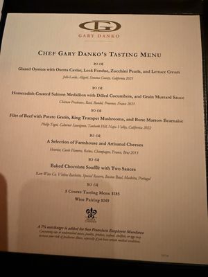 Menu photo 2 Gary Danko San Francisco, CA Menu photo 2 Gary Danko San Francisco, CA