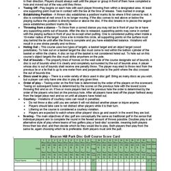 Beacon Hill Park Disc Golf - Rules & Score Card