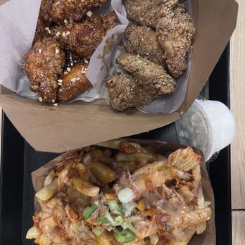 Toridori - Medium Bone Wings - Bone-In (2 Flavor): Soy Garlic & Yangnyeom + Kimchi Fries - Bubble Tea Near Me - Carrollton, Texas Toridori - Medium Bone Wings - Bone-In (2 Flavor): Soy Garlic & Yangnyeom + Kimchi Fries - Bubble Tea Near Me - Carrollton, Texas