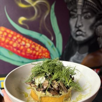 Luchador Tacos & More - Wild mushrooms and polenta - Mexican Near Me - Denver, Colorado Luchador Tacos & More - Wild mushrooms and polenta - Mexican Near Me - Denver, Colorado
