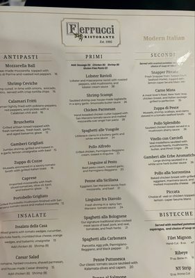 Menu photo 1 Ferrucci Ristorante Panama City, FL Menu photo 1 Ferrucci Ristorante Panama City, FL