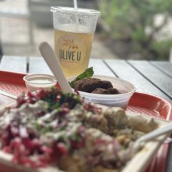 Olive U Mediterranean Grill Park Place - Falafel & house sauce with main meal & drink