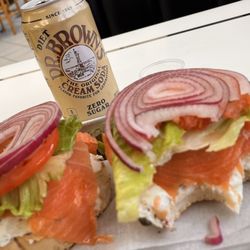 Marx Bagels - LOX set up: Everything bagel, salty capers, not pressed into the cheese, unfortunately, they came on the side