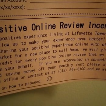 Lafayette Towers - They decided to pay people for positive online reviews. Real classy... - Apartments Near Me - Detroit, Michigan Lafayette Towers - They decided to pay people for positive online reviews. Real classy... - Apartments Near Me - Detroit, Michigan