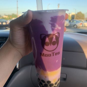 Moo Tea - Purple Yam Fresh Milk with Boba and Pudding - Tea Rooms Near Me - Alhambra, California