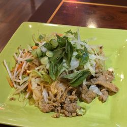 Pho Saigon - The Stir Fried Noodles with Grilled Pork and Shrimps main course.