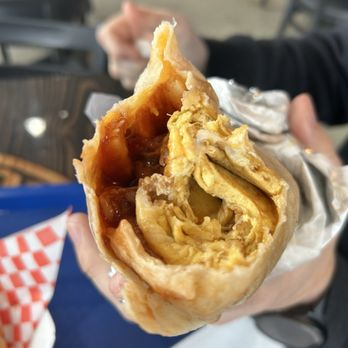 Steele Barrel BBQ Company - The Pulled pork breakfast burrito. - Food Trucks Near Me - Yelm, Washington
