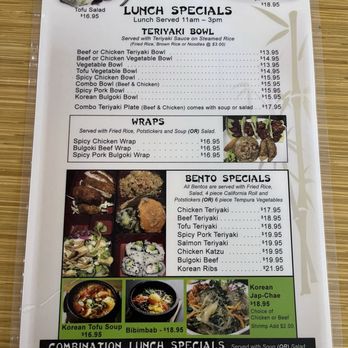 Sumin's Restaurant - Lunch Menu - 10/2024 - Japanese Near Me - Coos Bay, Oregon