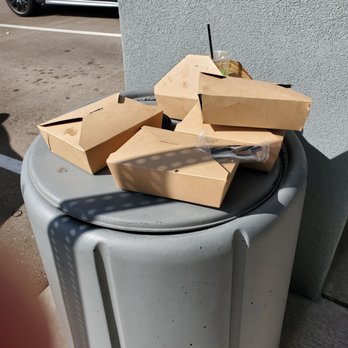 The Burrow Cafe - Trash cans over flowing with single use containers - Creperies Near Me - Albuquerque, New Mexico The Burrow Cafe - Trash cans over flowing with single use containers - Creperies Near Me - Albuquerque, New Mexico