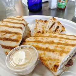 Gourmelos - Lamb gyro with hummus. Super yummy