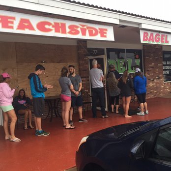 Beachside Bagel World - Line out the door during hurricane Irma. Thanks for being open John! - Bagels Near Me - Satellite Beach, Florida Beachside Bagel World - Line out the door during hurricane Irma. Thanks for being open John! - Bagels Near Me - Satellite Beach, Florida