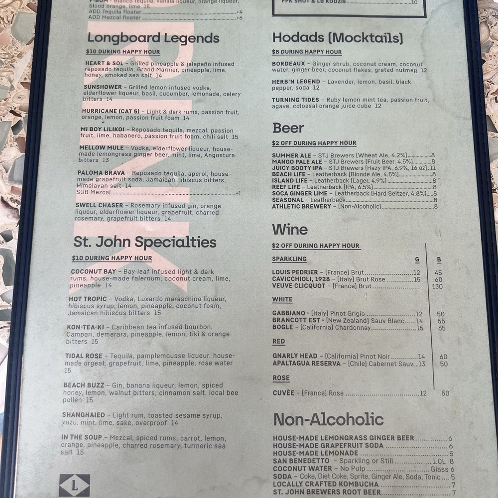 Drink menu Drink menu