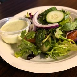 Mirch Masala - Salad and yogurt mint chutney that came with the Chicken Karahi