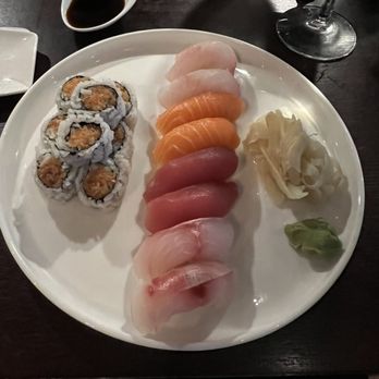 Baba Sushi - Nigiri Deluxe w Spicy Salmon Roll - Japanese Near Me - Sturbridge, Massachusetts