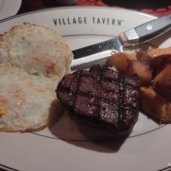 Village Tavern - Steak and eggs. Perfect temperature - New American Near Me - Scottsdale, Arizona Village Tavern - Steak and eggs. Perfect temperature - New American Near Me - Scottsdale, Arizona
