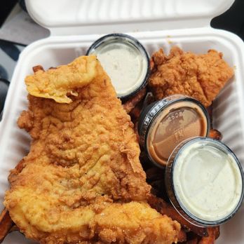 Two Maine Guys Augusta - Perfect breading and generous portion of haddock - Tacos Near Me - Augusta, Maine