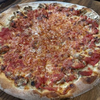 Santarpio's Pizza - Create Your Own with mushrooms added - Pizza Near Me - Boston, Massachusetts Santarpio's Pizza - Create Your Own with mushrooms added - Pizza Near Me - Boston, Massachusetts