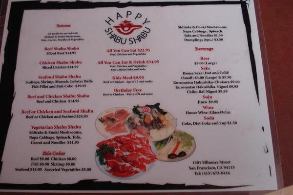 Menu photo 8 Happy Shabu Shabu San Francisco, CA Menu photo 8 Happy Shabu Shabu San Francisco, CA