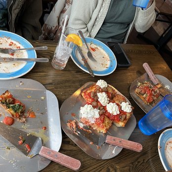 Blue Pan Pizza - Awesome Detroit Style Pizzas at Blue Pan! Can't wait for leftovers tomorrow! - Pizza Near Me - Golden, Colorado