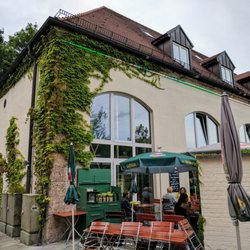 Giesinger Bräu - Front of restaurant in mid July 2017.