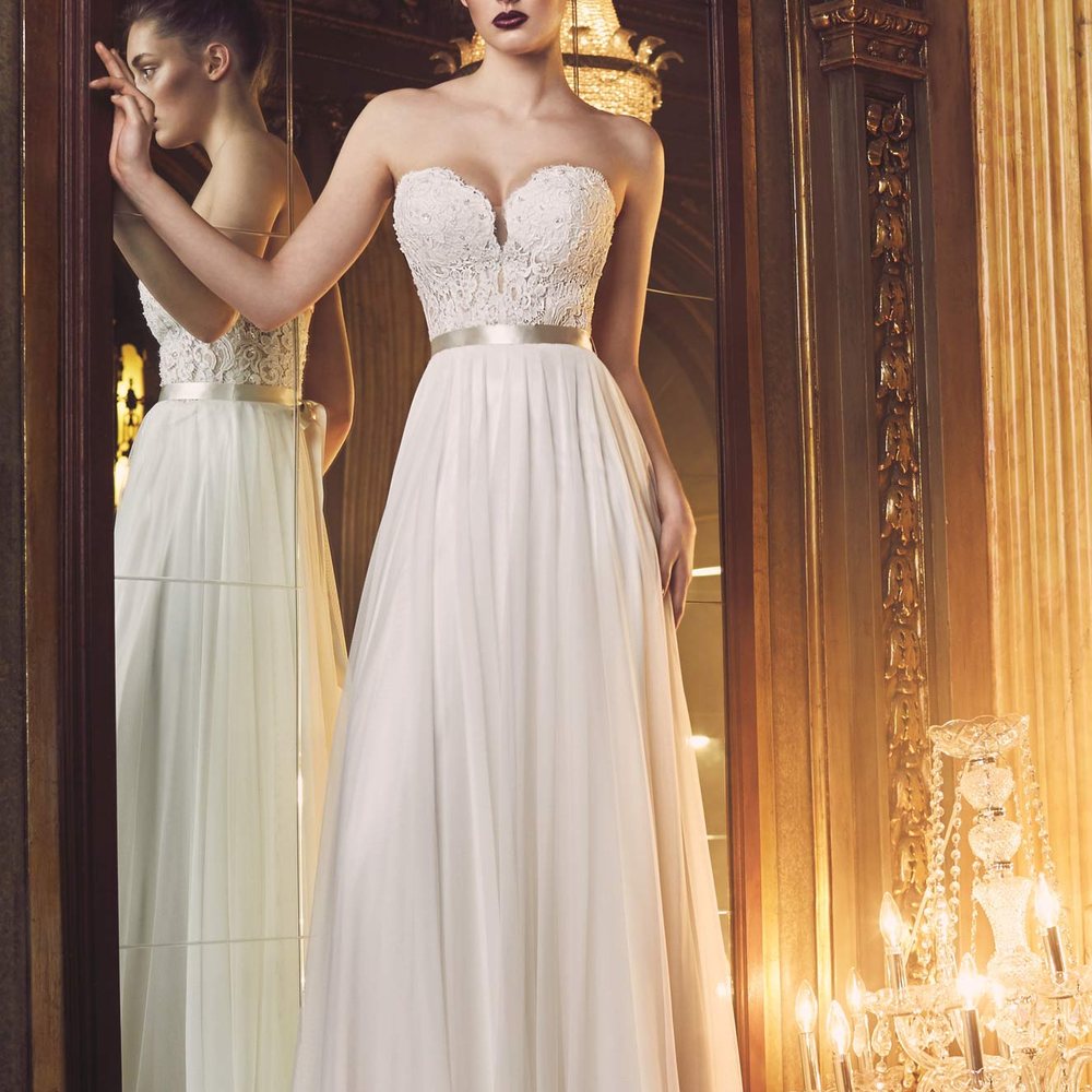 Mira Couture - Paloma Blanca #4707: lightweight with the innocent sexy sweetheart neckline. The skirt is very soft and romantic. - Women's Clothing Near Me - Chicago, Illinois