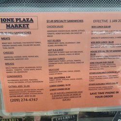 Claypools Market-Ione - Ione Plaza Market Deli Menu